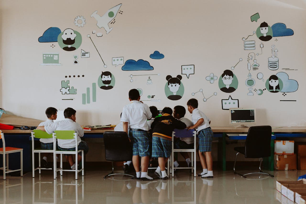 Students engaged in a structured classroom lesson